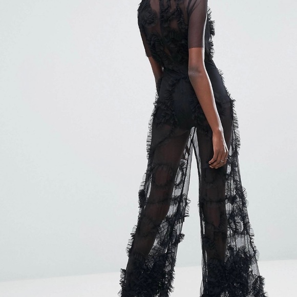 Sheer Tulle Culotte Jumpsuit - Picture 2 of 3